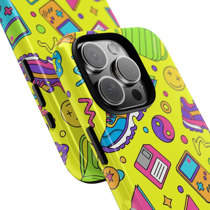 90s Retro Neon Phone Case – Y2K Nostalgia Colorful Icons Tough Protective Case