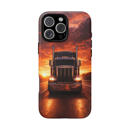 Big Rig Truck Phone Case Sunset Highway Semi Truck iPhone Samsung Cover