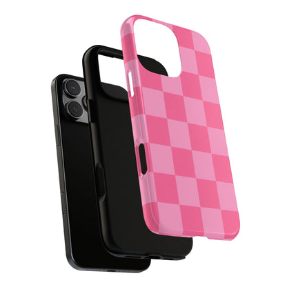 Pink Checkerboard Phone Case | Cute Aesthetic Checkered iPhone & Samsung Tough Case
