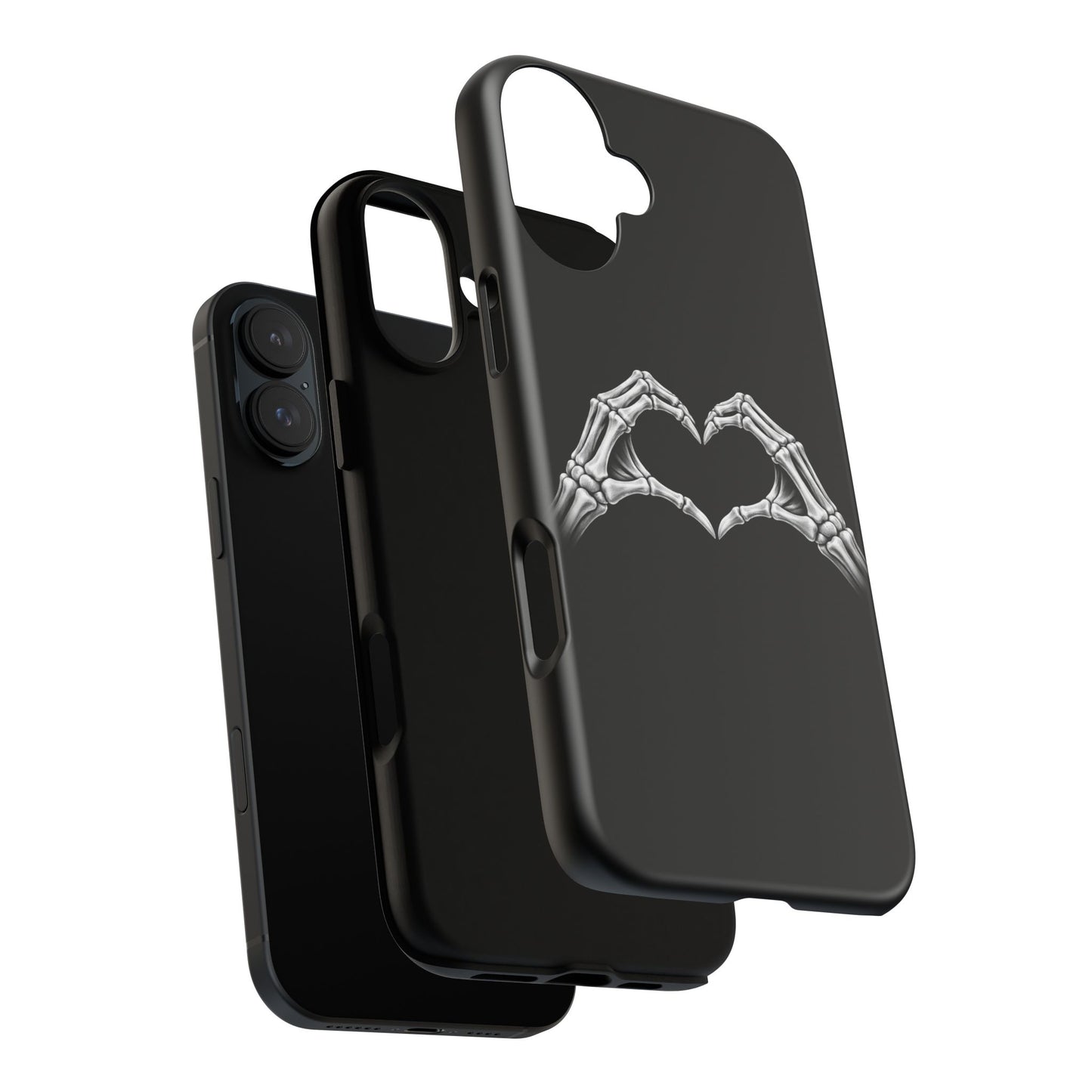 Skeleton Hands Heart Phone Case | Gothic Black Protective Cover