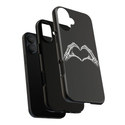 Skeleton Hands Heart Phone Case | Gothic Black Protective Cover