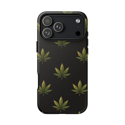 Cannabis Leaf Phone Case Green Weed Leaf Pattern Tough Protective Cover