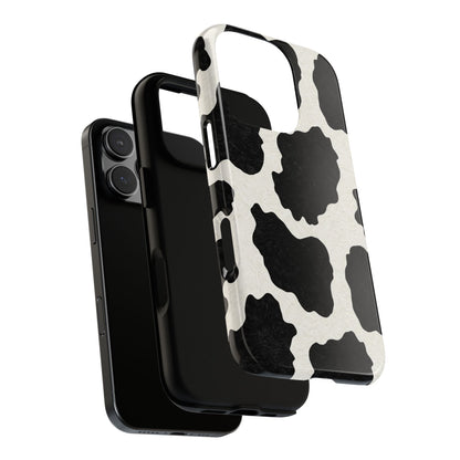 Black & White Cow Print Phone Case | Western Aesthetic iPhone & Samsung Tough Case