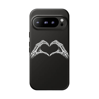 Skeleton Hands Heart Phone Case | Gothic Black Protective Cover
