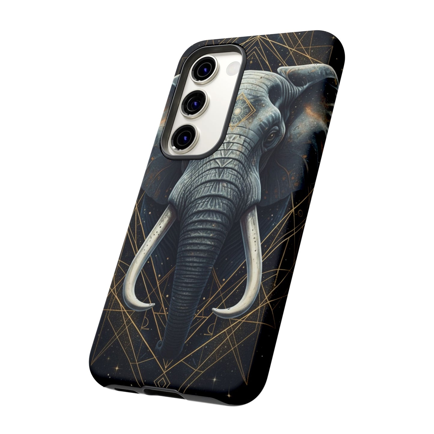 Elephant Mandala Phone Case – Black and Gold Spiritual Elephant Tough Protective Case