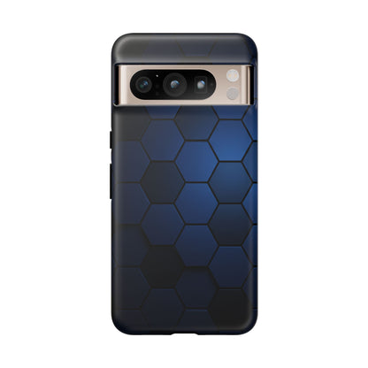 Blue Hexagon Gradient Phone Case | Honeycomb Geometric Tech Aesthetic | Minimalist Tough Case for iPhone & Samsung