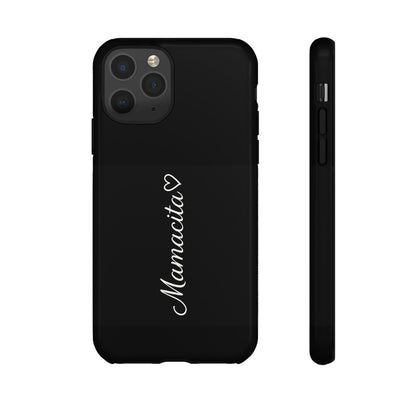 Mamacita Script Phone Case | Minimal Black Tough Case | Sleek Aesthetic Cover