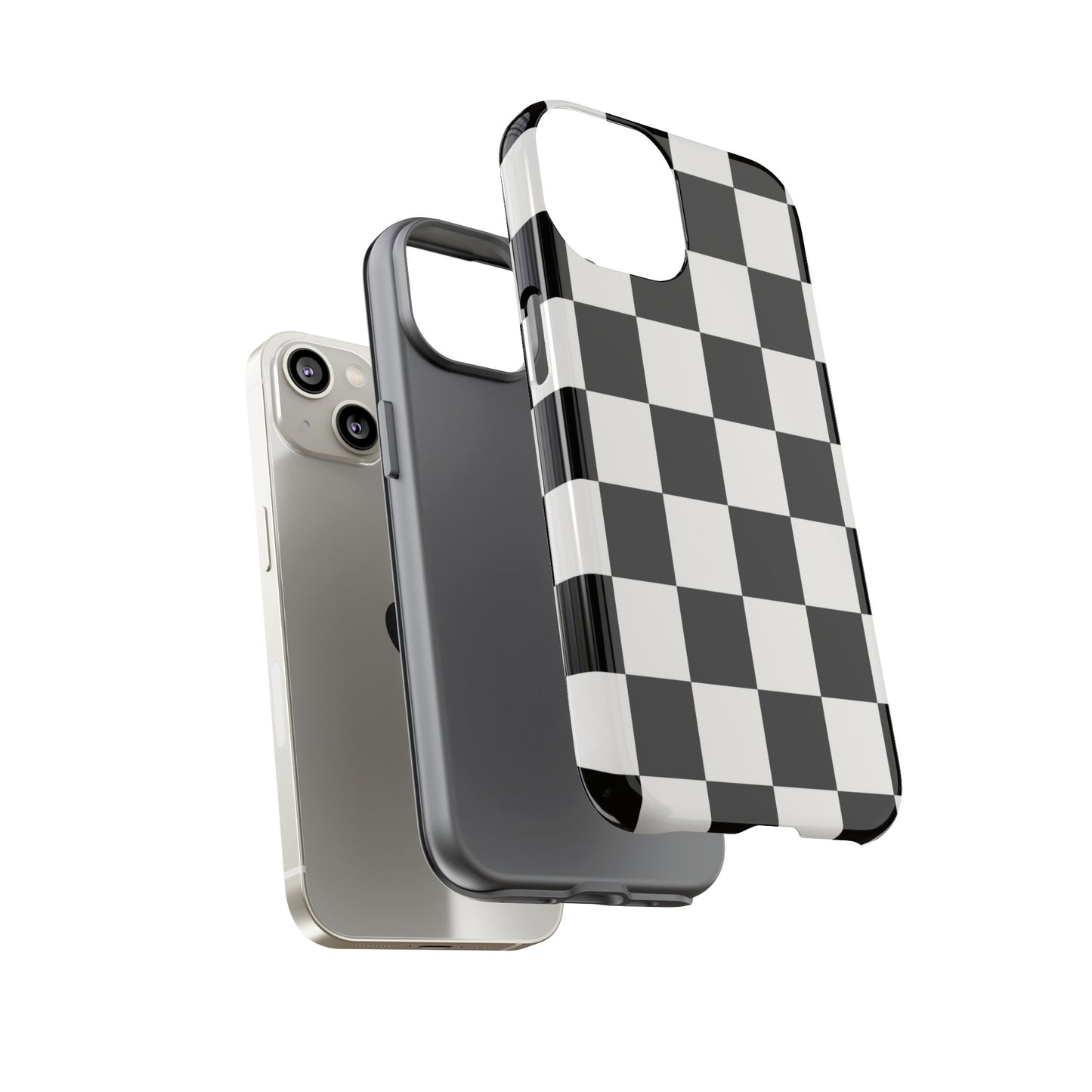 Black & White Checkerboard Phone Case – Classic Aesthetic Tough Protective Case