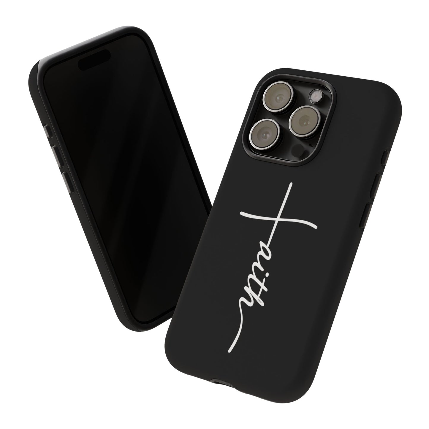 Faith Cross Phone Case, Christian Aesthetic Minimalist Black Matte Case, Religious Gift iPhone Samsung Cover