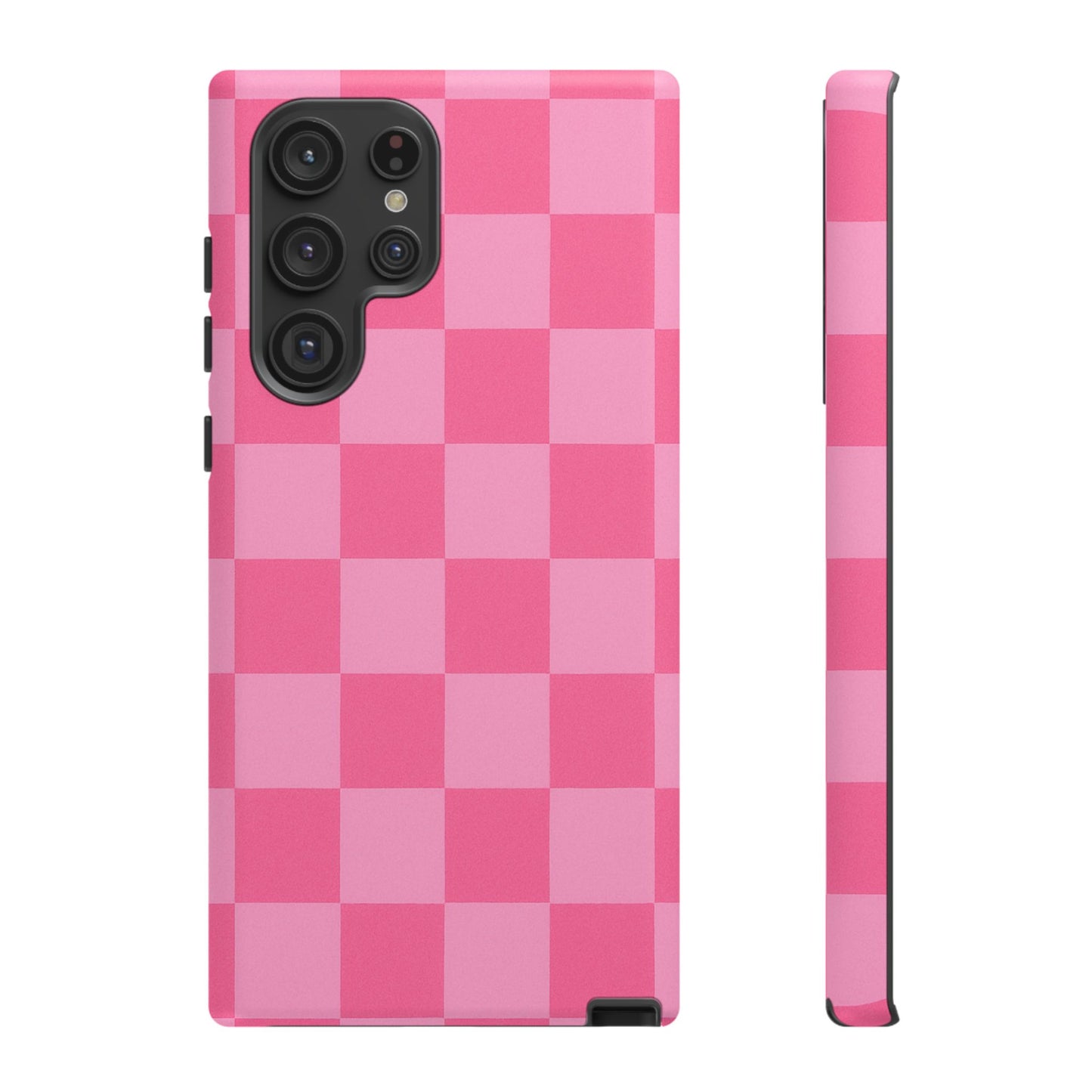 Pink Checkerboard Phone Case – Cute Aesthetic Tough Case for iPhone & Samsung