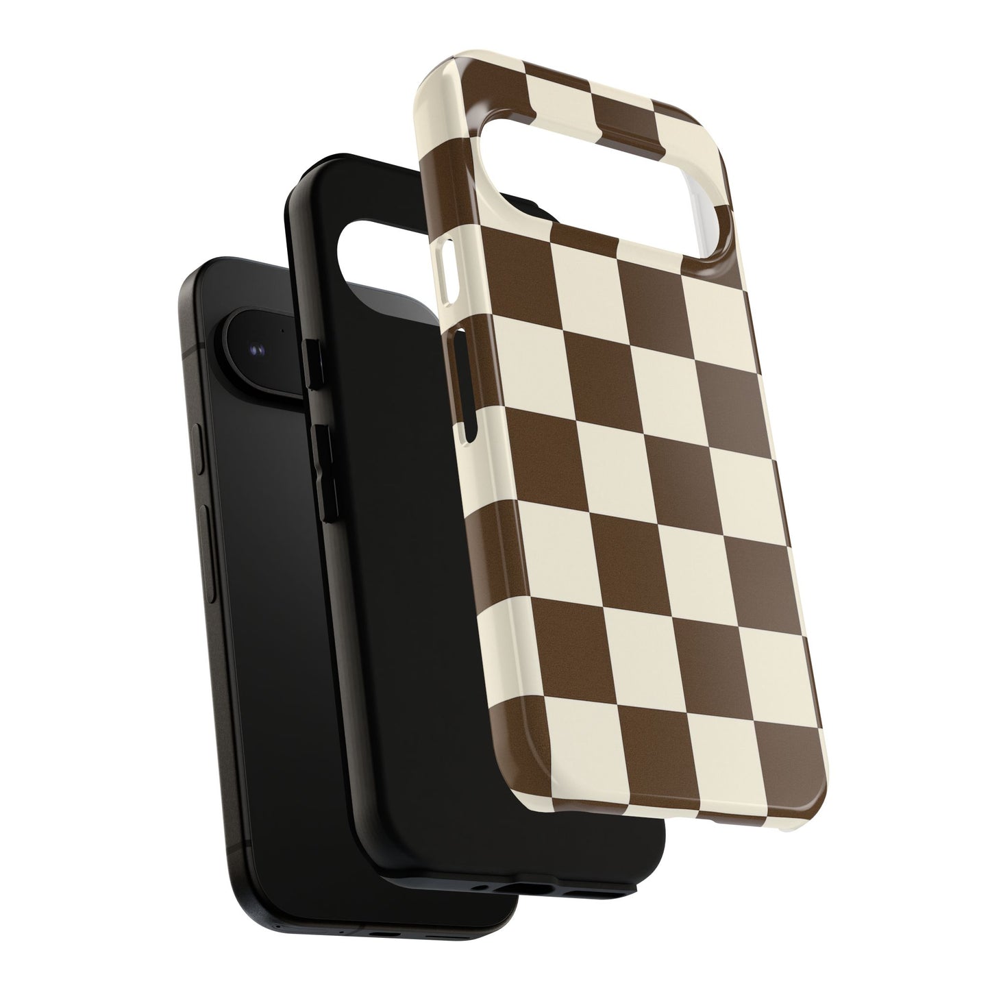 Mocha Checkerboard Phone Case | Neutral Aesthetic Tough Case