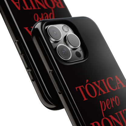 Toxica Pero Bonita Phone Case, Latina Quote Case, Red Lips Aesthetic, Spanish Saying Case, Trendy Tough Cover