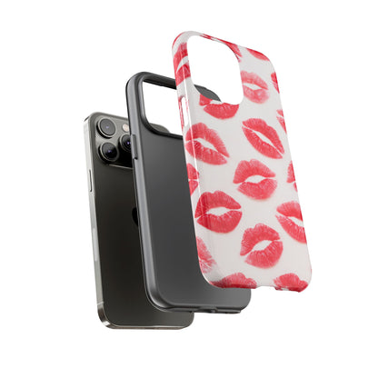 Red Lipstick Kiss Phone Case – Sexy Lip Print Pattern Tough Protective Cover