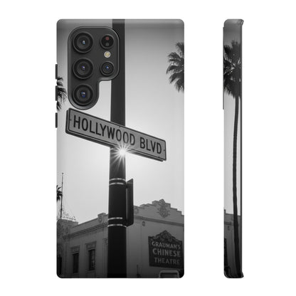 Hollywood Blvd Phone Case | Vintage Los Angeles Street Sign | Black & White LA Aesthetic