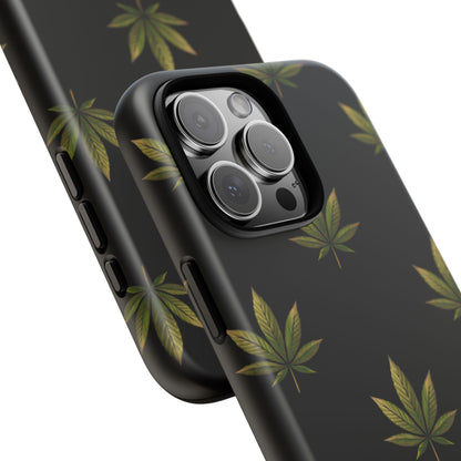 Cannabis Leaf Phone Case Green Weed Leaf Pattern Tough Protective Cover