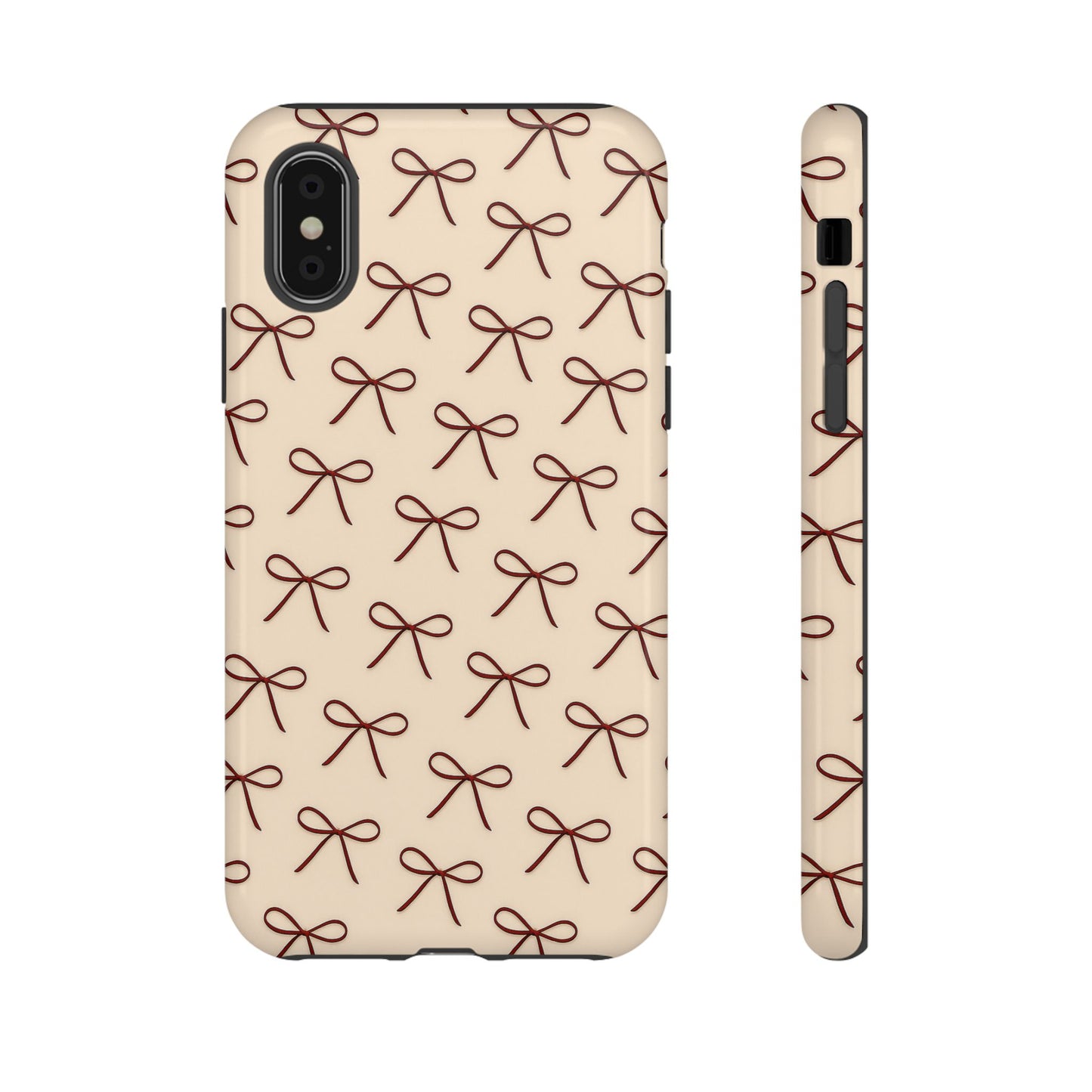 Coquette Bow Phone Case | Neutral Beige Aesthetic iPhone & Samsung Tough Case