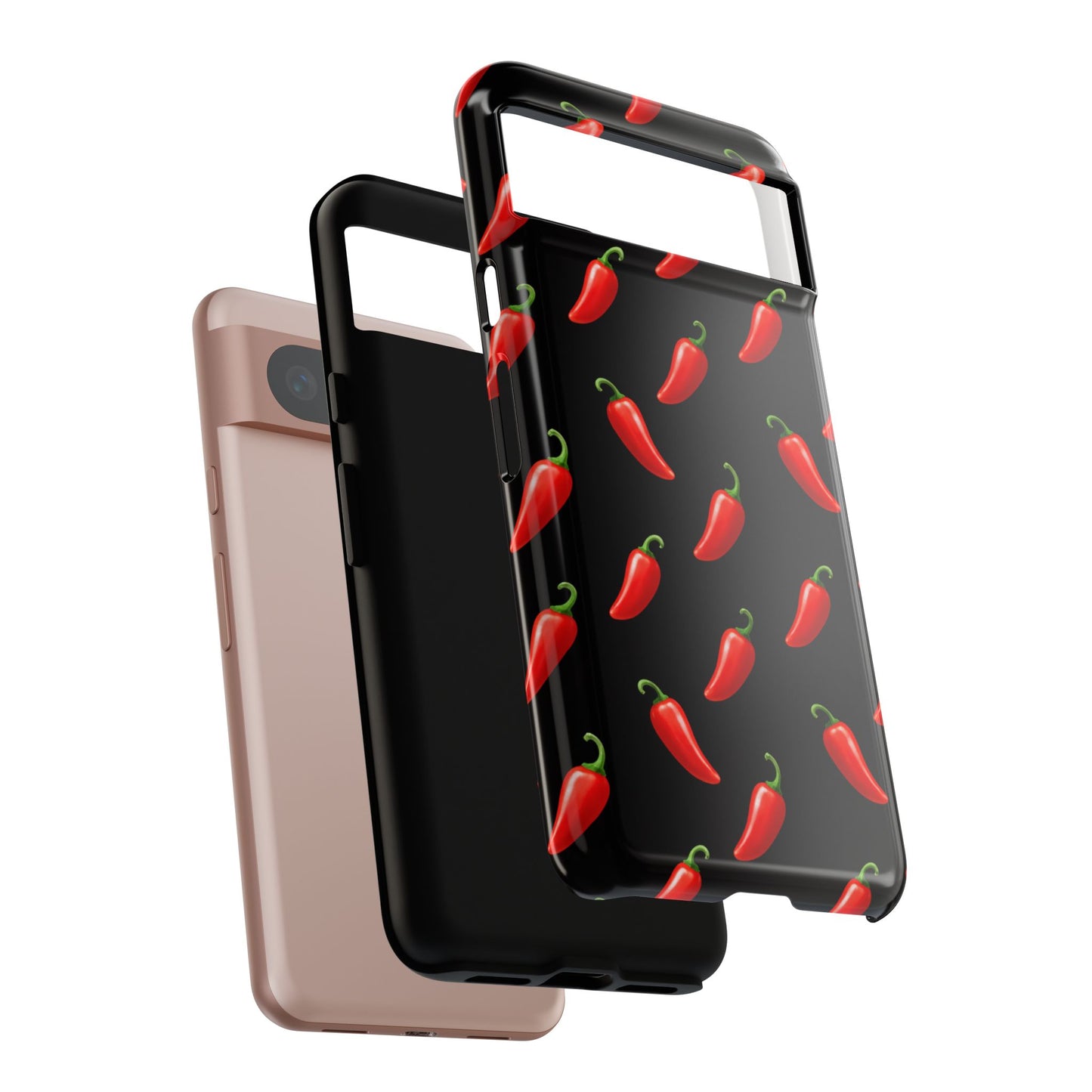 Spicy Chili Pepper Phone Case – Black Cute Hot Pepper Tough Cover for Iphone, Samsung Galaxy and Pixel