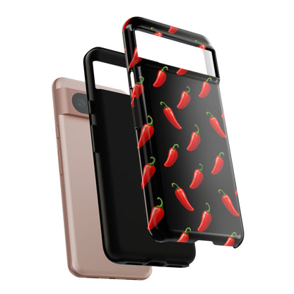 Spicy Chili Pepper Phone Case – Black Cute Hot Pepper Tough Cover for Iphone, Samsung Galaxy and Pixel