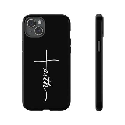 Faith Cross Phone Case, Christian Aesthetic Minimalist Black Matte Case, Religious Gift iPhone Samsung Cover