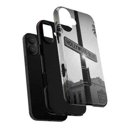 Hollywood Blvd Phone Case | Vintage Los Angeles Street Sign | Black & White LA Aesthetic