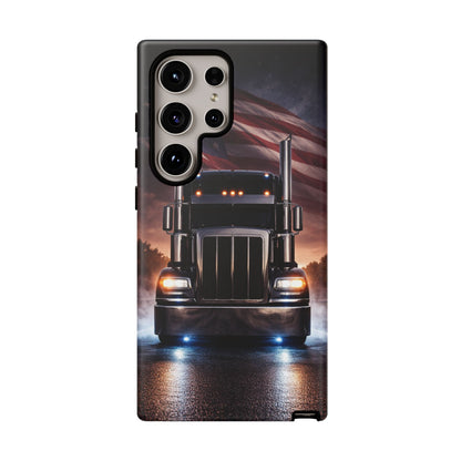 Semi Truck Phone Case American Flag Big Rig Trucker Gift iPhone Samsung