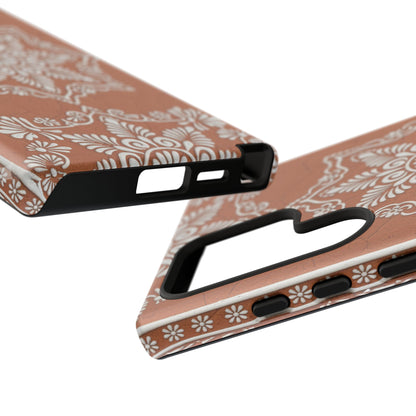 Talavera Terracotta Phone Case | Mexican Floral Pattern iPhone & Samsung Tough Case | Boho Clay Aesthetic Cover