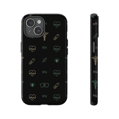 RN Nurse Phone Case – Minimal Medical Icon Pattern Healthcare Worker Tough Case