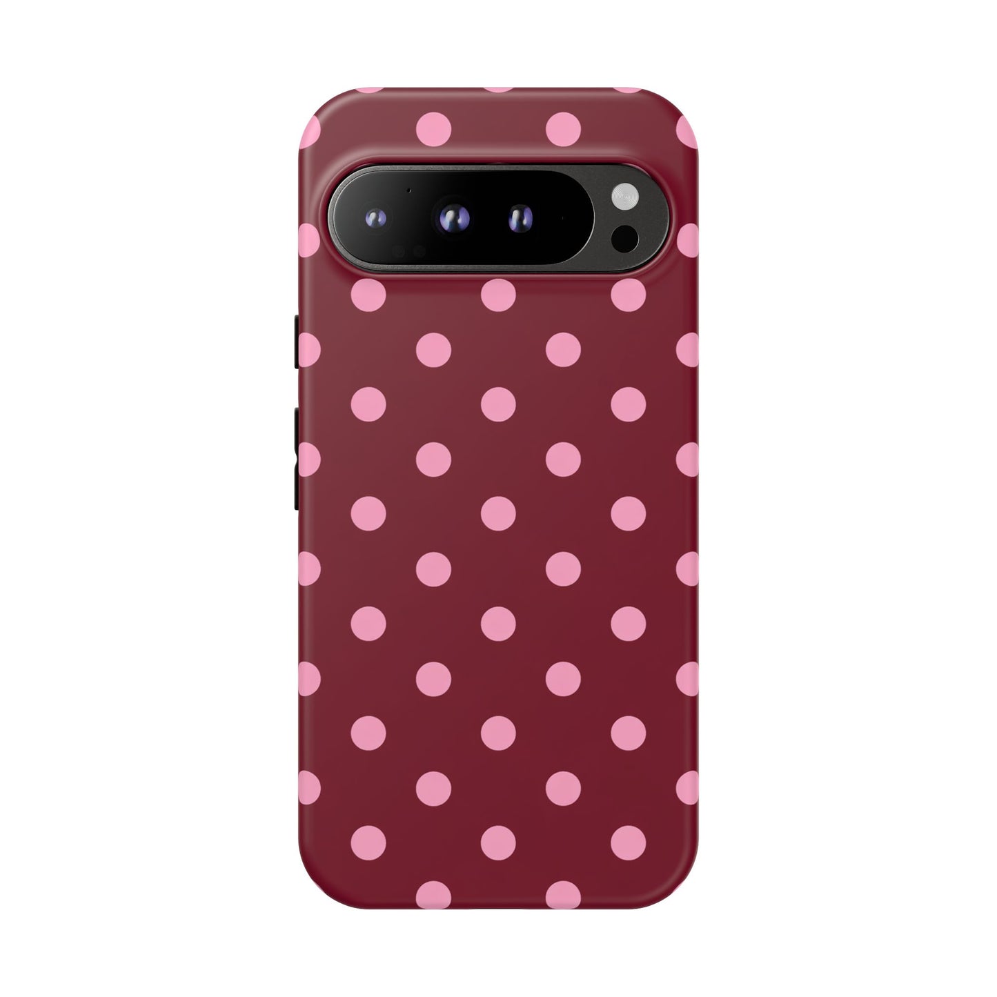 Pink Polka Dot Phone Case – Cute Aesthetic Tough Protective Phone Cover for Iphone, Samsung Galaxy and Pixel