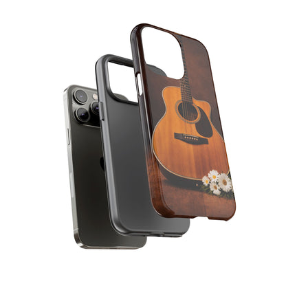 Acoustic Guitar Daisy Phone Case | Rustic Music Lover Tough Cover