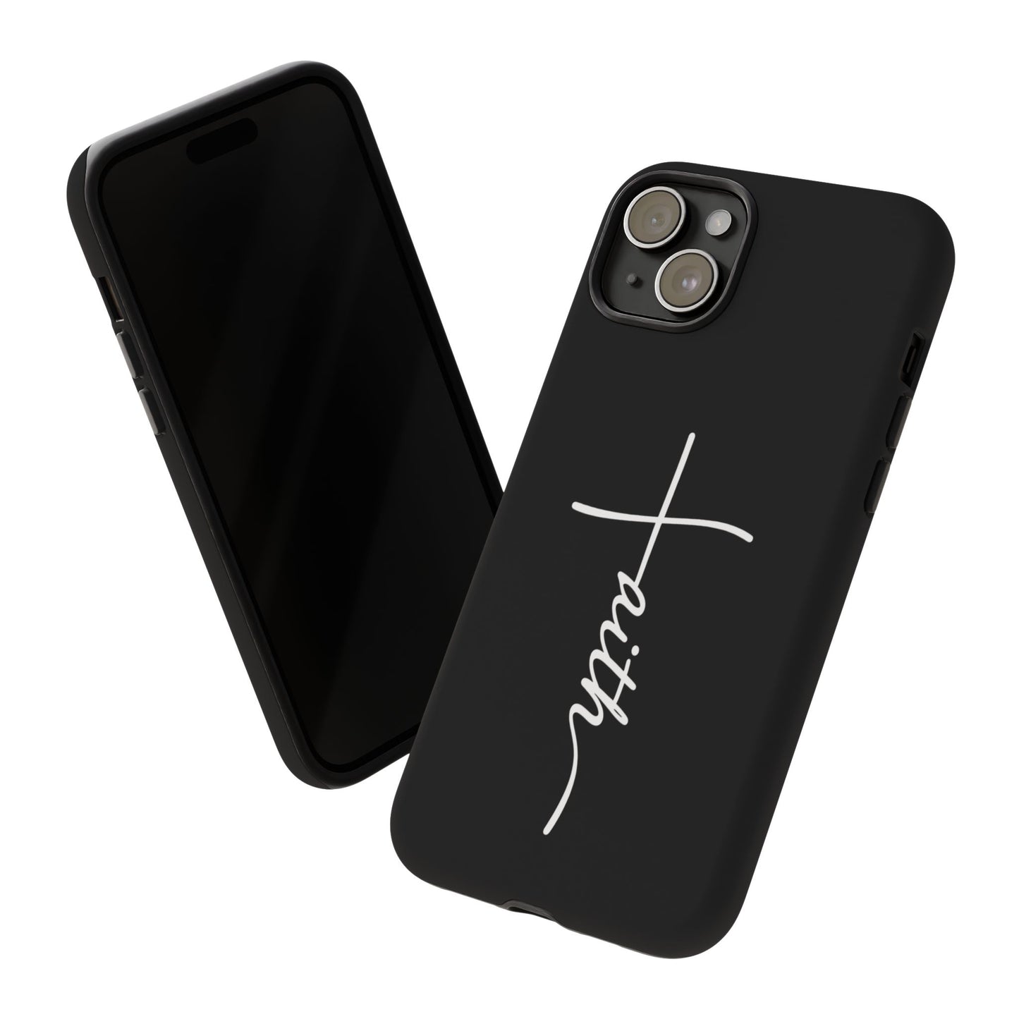Faith Cross Phone Case, Christian Aesthetic Minimalist Black Matte Case, Religious Gift iPhone Samsung Cover