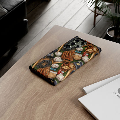 Baseball Gear Collage Phone Case – Vintage Baseball Equipment Sports Tough Case