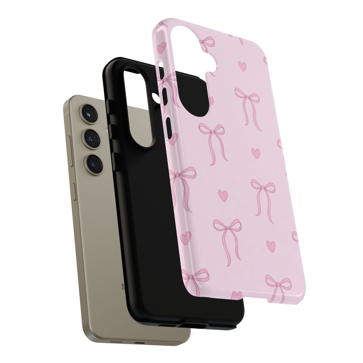 Pink Bow Heart Aesthetic Phone Case – Coquette Cute Tough Cover
