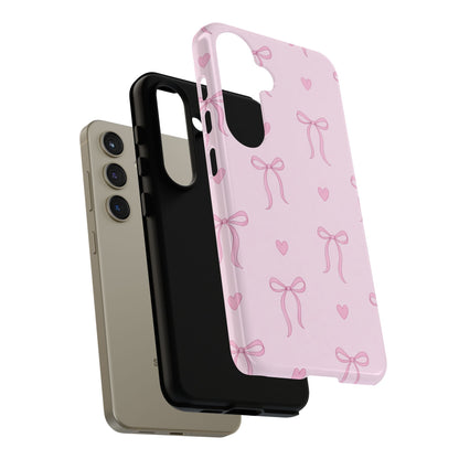 Pink Bow Heart Aesthetic Phone Case – Coquette Cute Tough Cover
