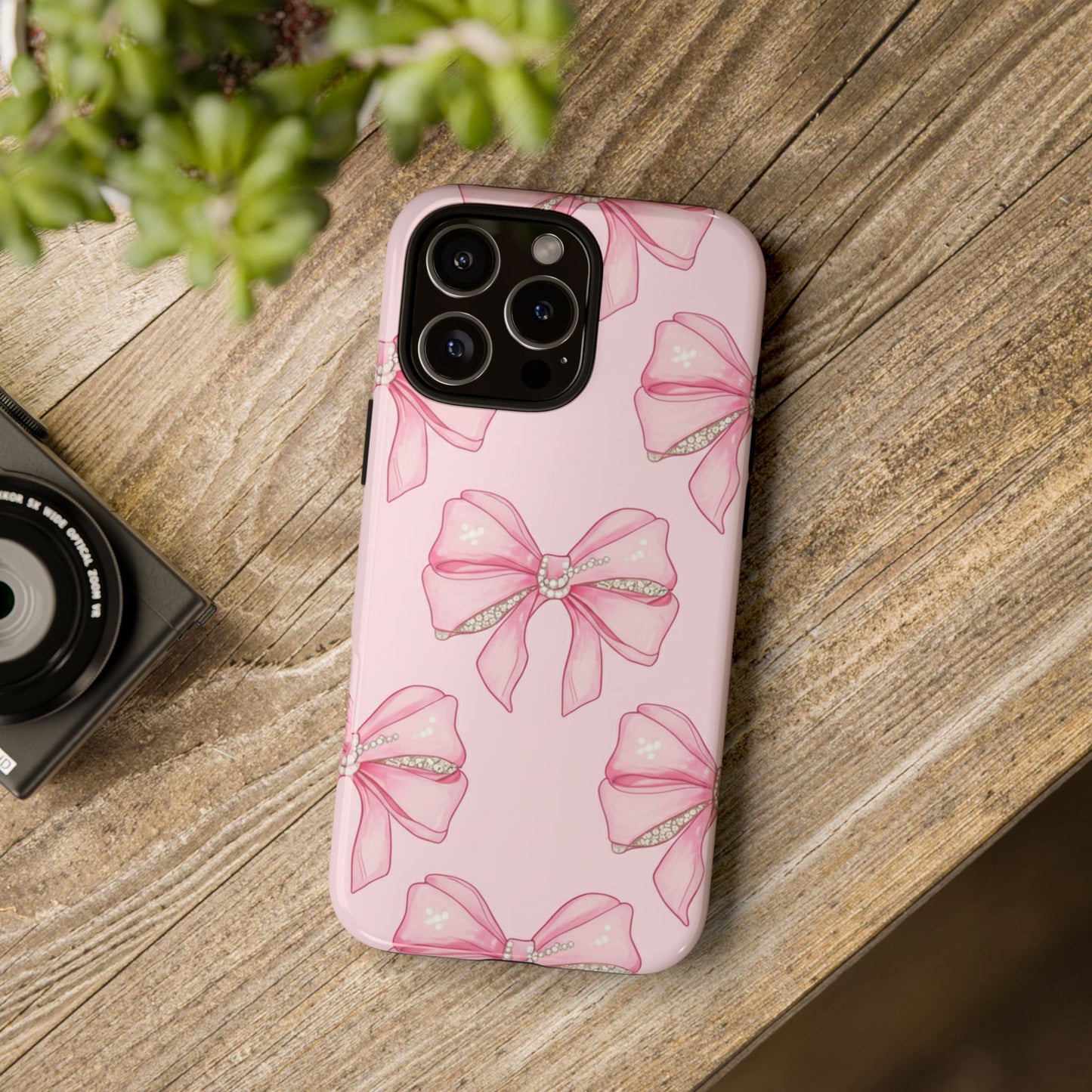 Pink Bow Pattern Phone Case | Coquette Aesthetic Tough Protective Case