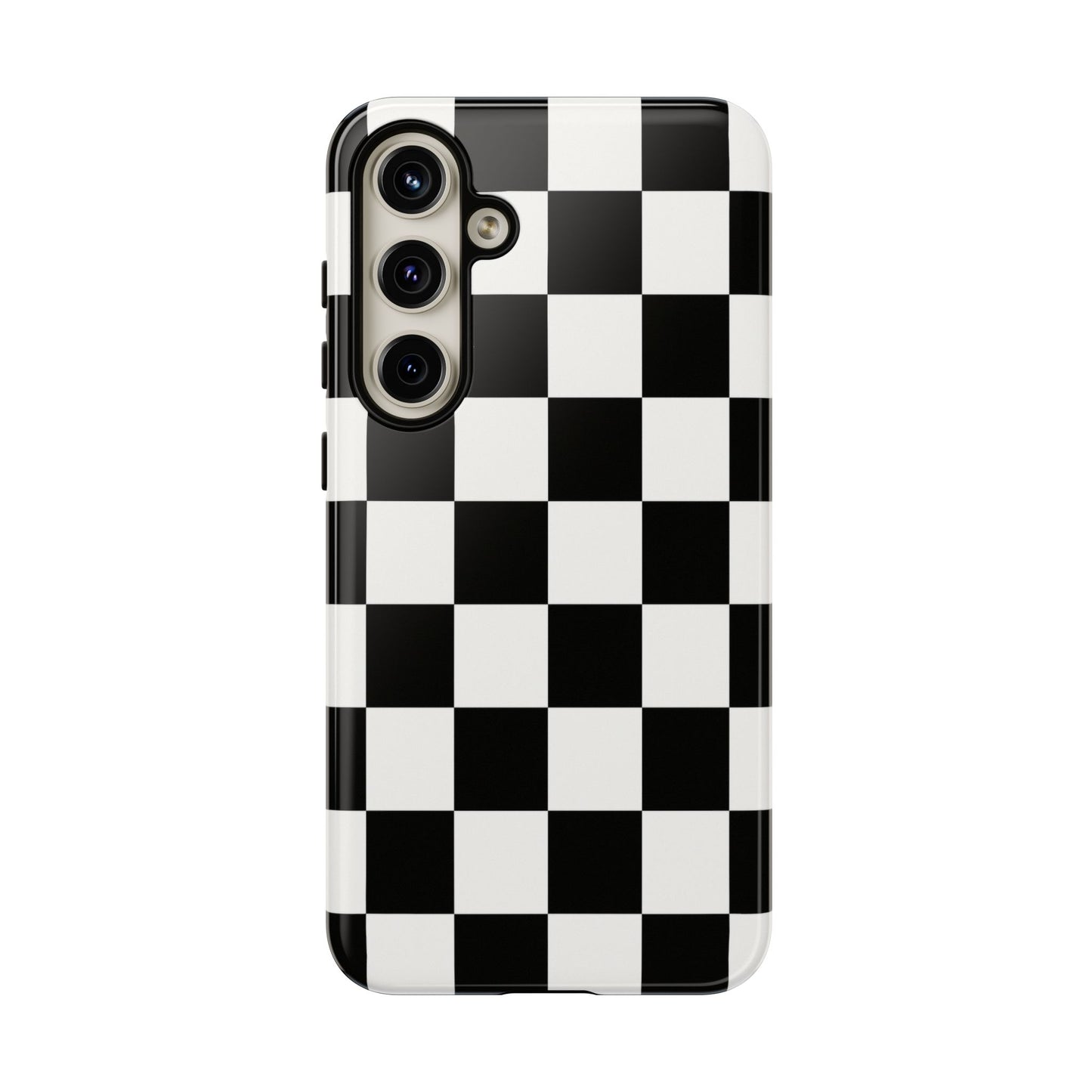 Black & White Checkerboard Phone Case – Classic Aesthetic Tough Protective Case