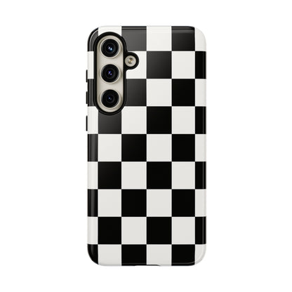 Black & White Checkerboard Phone Case – Classic Aesthetic Tough Protective Case