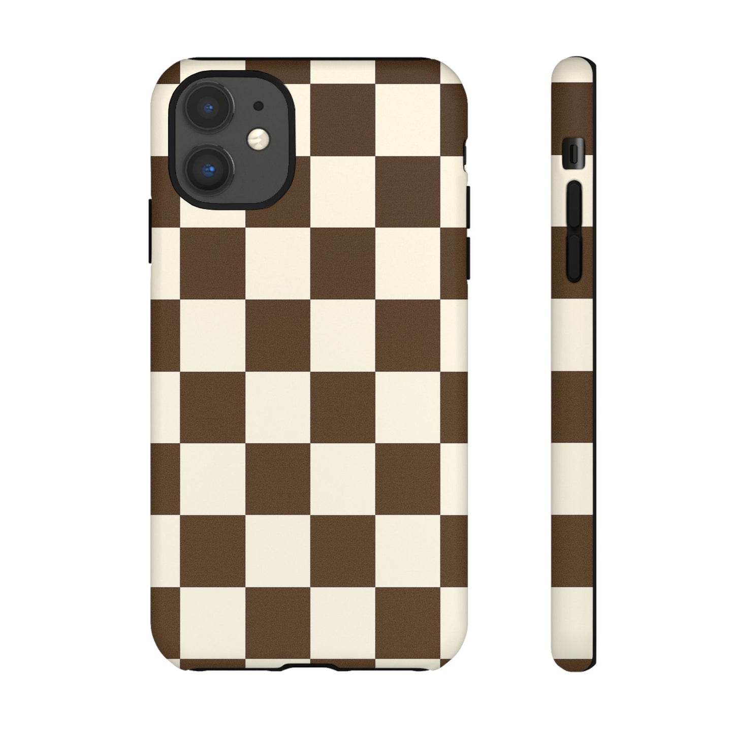 Mocha Checkerboard Phone Case | Neutral Aesthetic Tough Case