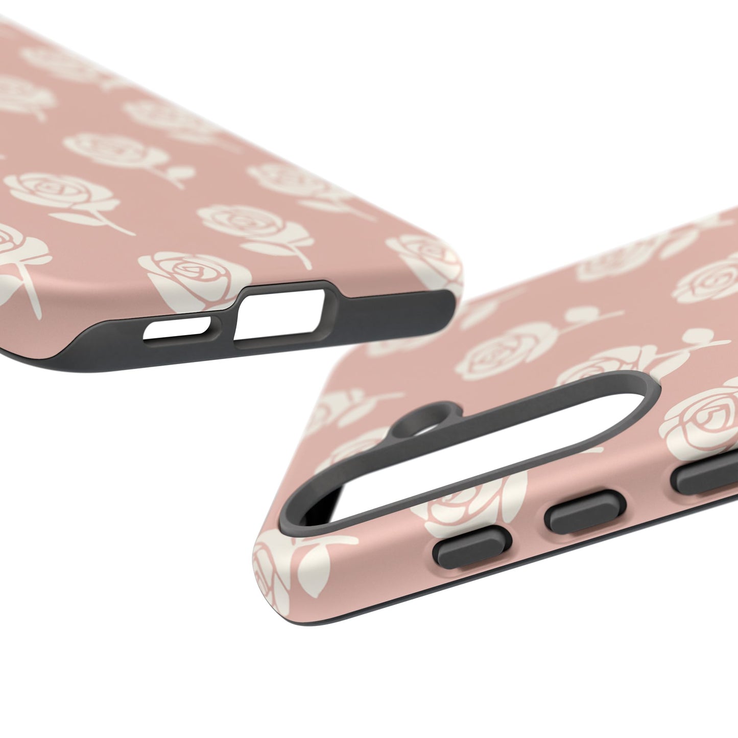 White Rose Pattern Tough Phone Case | Elegant Floral Aesthetic Case for Iphone, Samsung Galaxy and Pixel