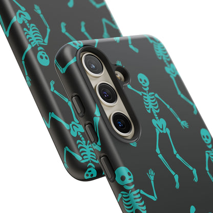 Dancing Teal Skeletons Phone Case | Tough Protective Case for Iphone, Samsung Galaxy and Pixel