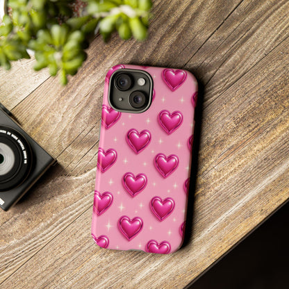 Pink Heart Pattern Phone Case | Tough Protective Case for Iphone, Samsung Galaxy and Pixel
