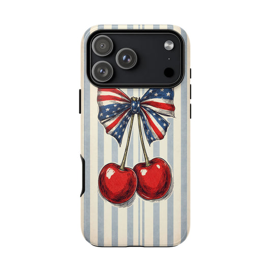 Patriotic Cherry Phone Case Americana Coquette Aesthetic iPhone Samsung