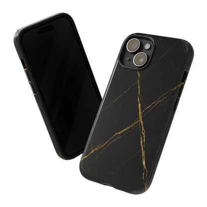 Black Marble Phone Case with Gold Veins – Luxury Minimal Aesthetic Tough Case