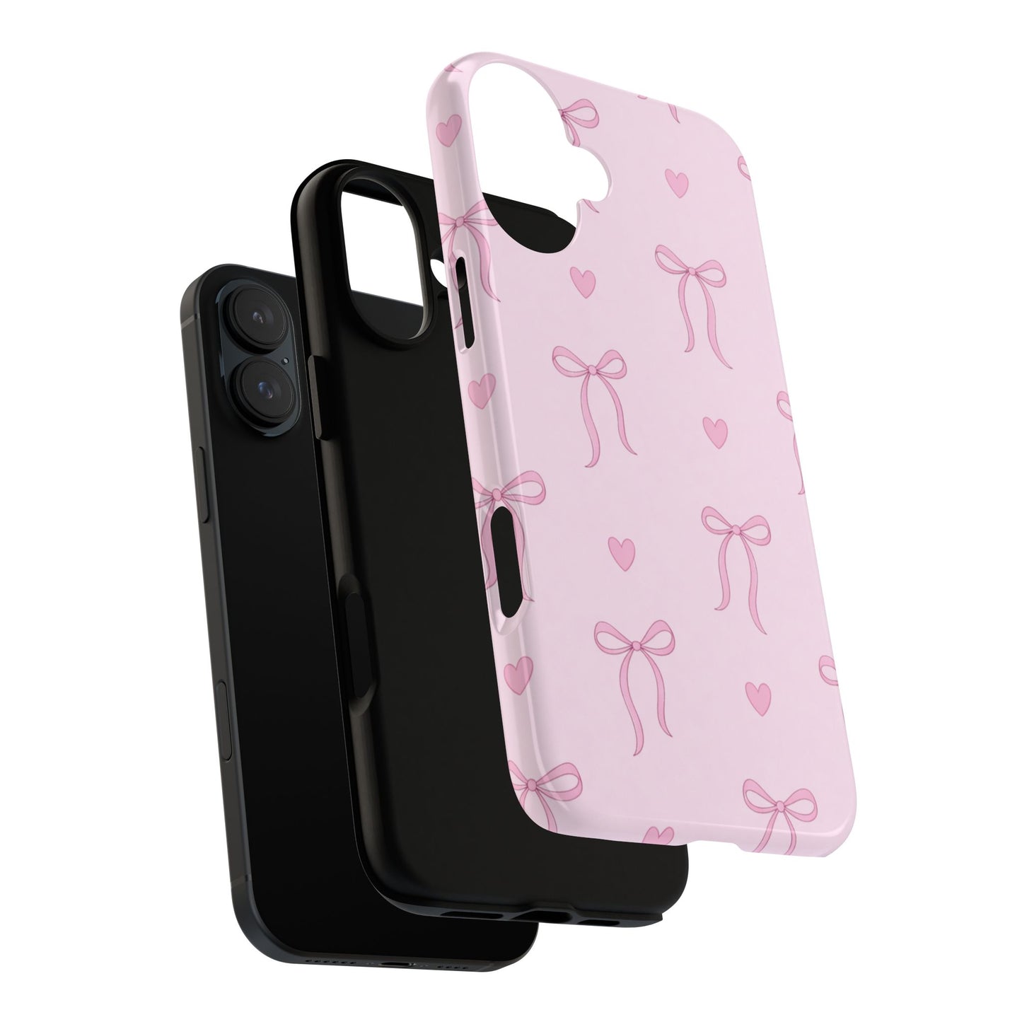 Pink Bow Heart Aesthetic Phone Case – Coquette Cute Tough Cover