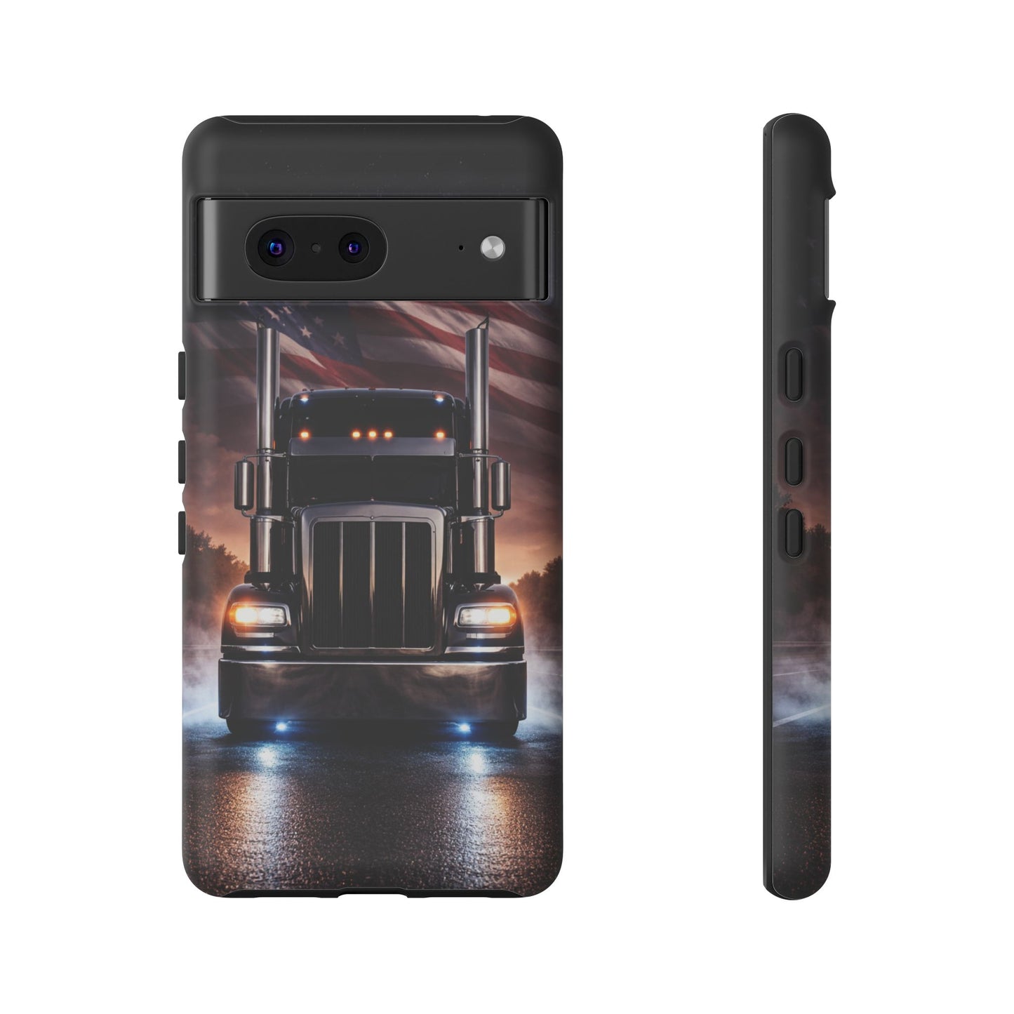 Semi Truck Phone Case American Flag Big Rig Trucker Gift iPhone Samsung