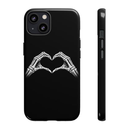 Skeleton Hands Heart Phone Case | Gothic Black Protective Cover