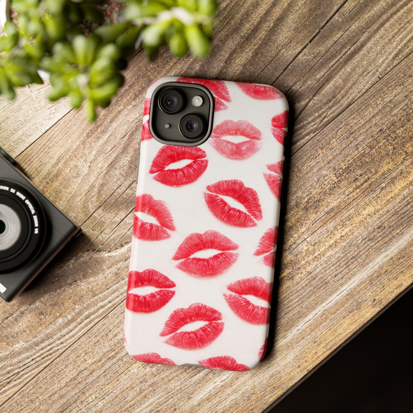 Red Lipstick Kiss Phone Case – Sexy Lip Print Pattern Tough Protective Cover