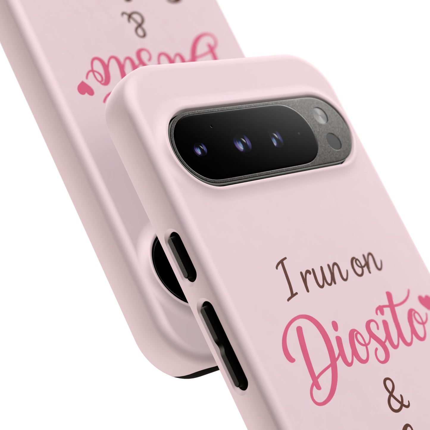 I Run on Diosito y Cafecito Phone Case, Pink Aesthetic Latina Faith Coffee Case, Girly Protective iPhone Samsung Cover