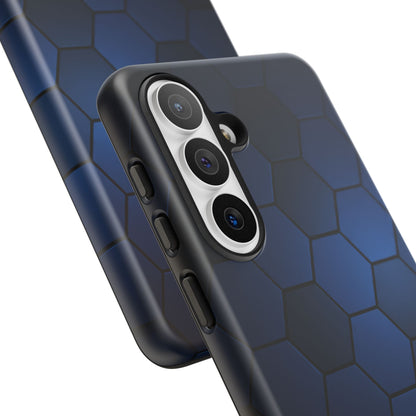 Blue Hexagon Gradient Phone Case | Honeycomb Geometric Tech Aesthetic | Minimalist Tough Case for iPhone & Samsung