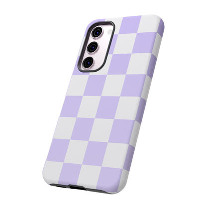 Lavender Checkerboard Phone Case | Pastel Aesthetic Checkered iPhone & Samsung Tough Case