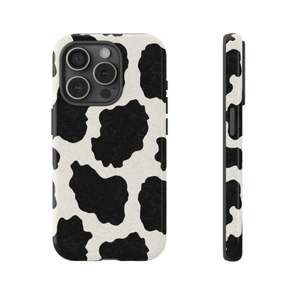 Black & White Cow Print Phone Case | Aesthetic Tough Protective Case